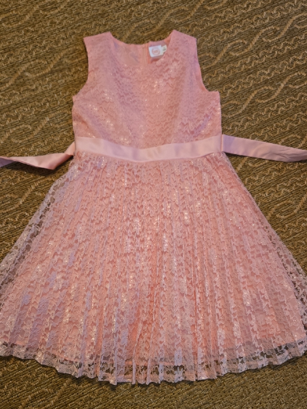 Wonder nation | Pink Lace Party Dress with Satin Waist Tie